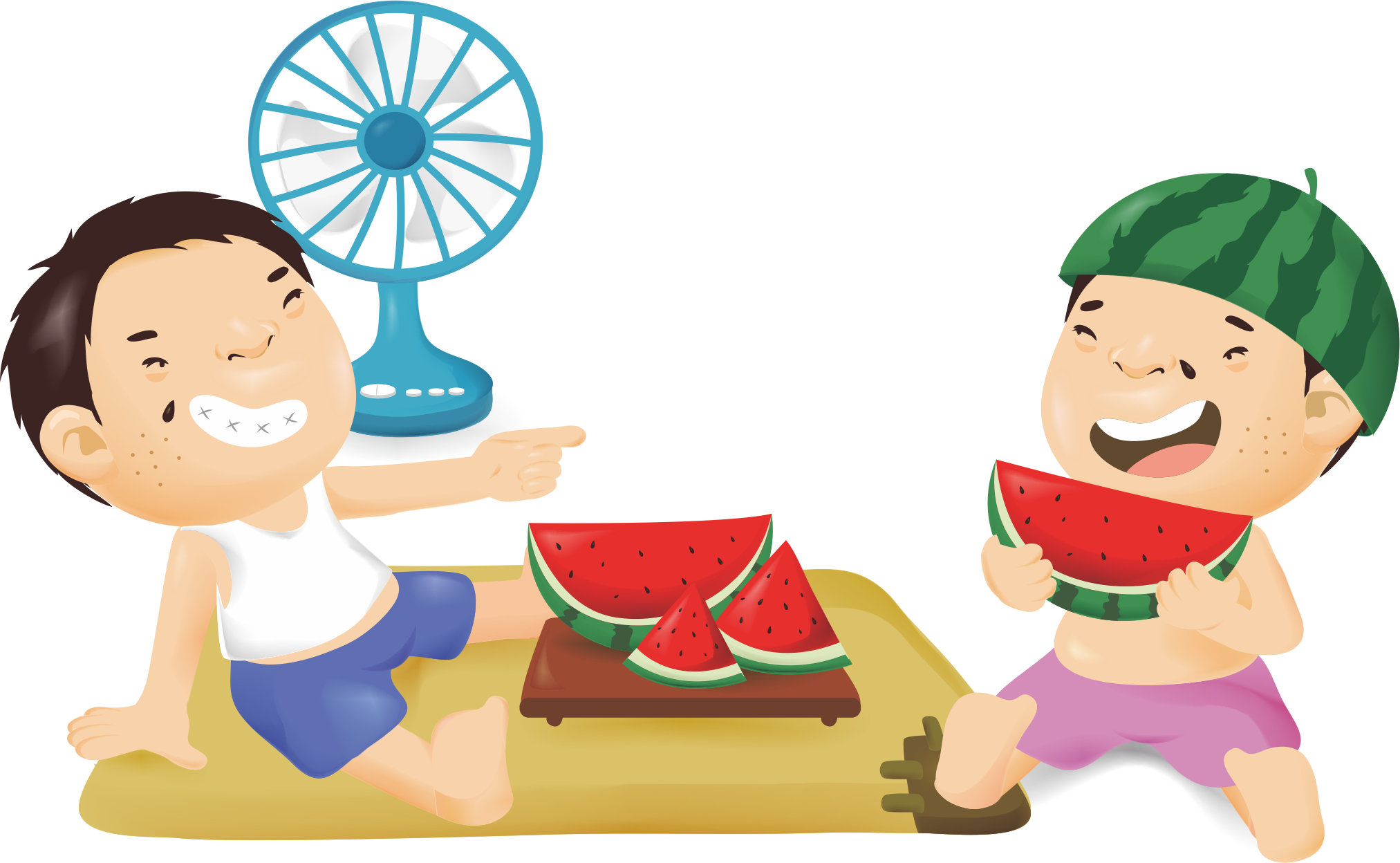Watermelon Eating Illustration - Illustration Clipart (2025x1248), Png Download