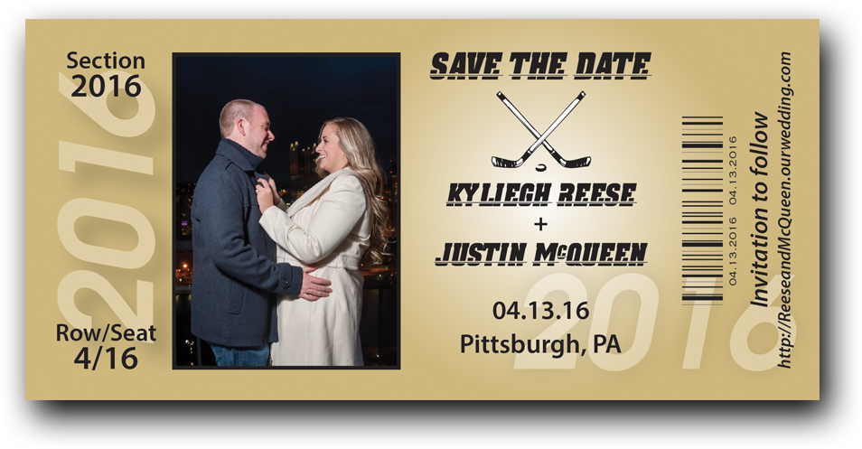 Hockey Ticket Save The Date Gold - International Kissing Day Clipart (1000x1000), Png Download