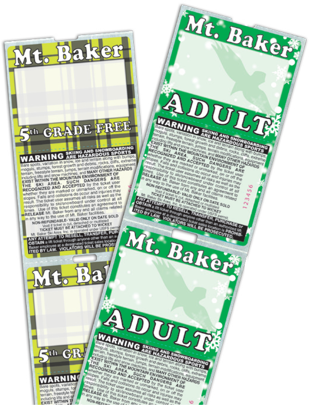 Lift Tickets Printed With New Inks, Coatings And Adhesives - Mt Baker Lift Tickets Clipart (1043x1368), Png Download