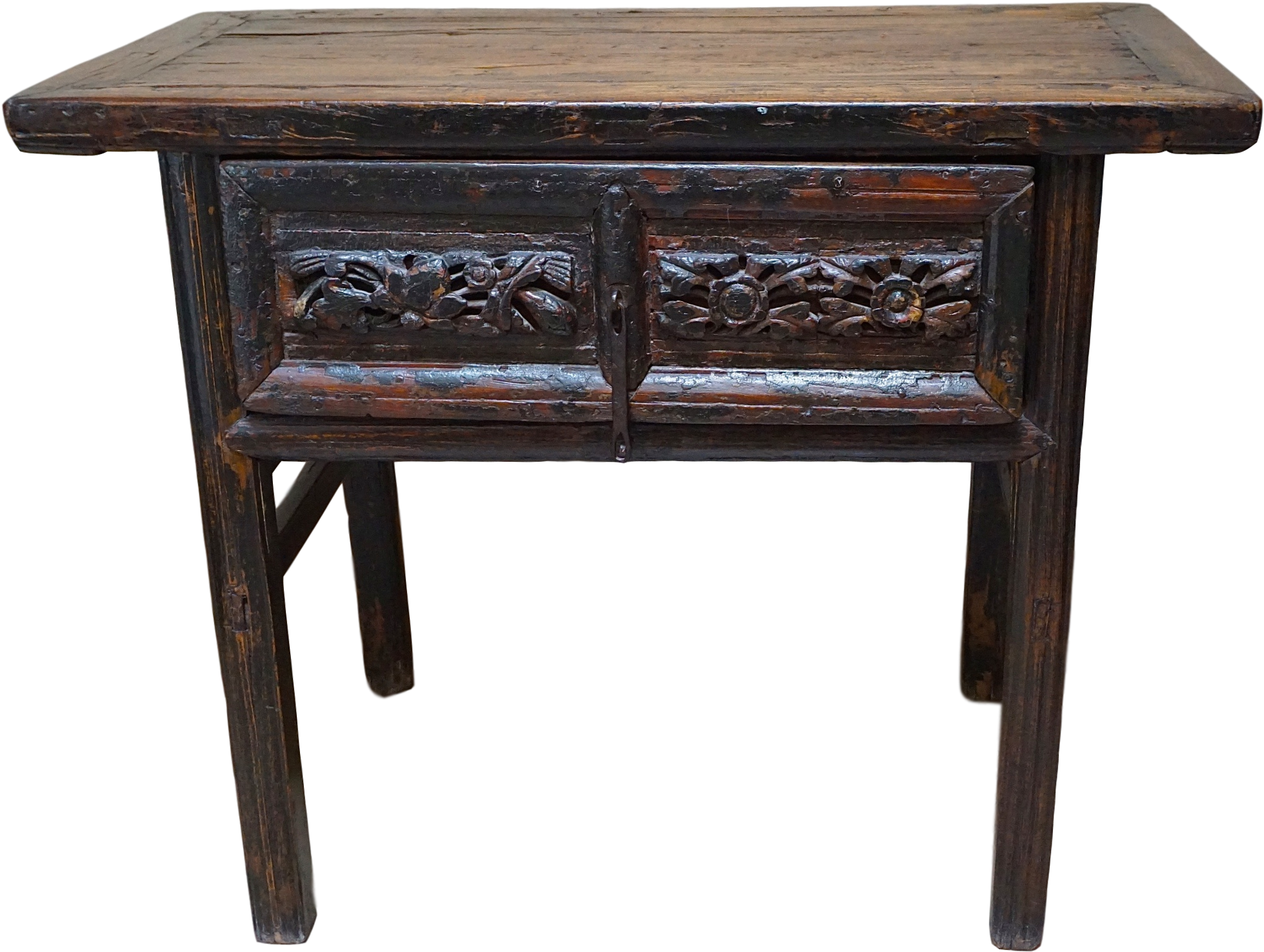 Primitive Painted Antique Asian Console Table - End Table Clipart (1959x1476), Png Download