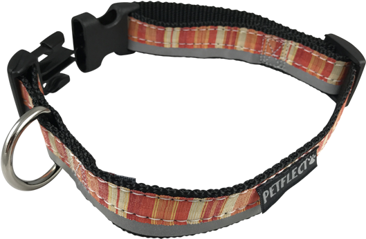 Petflect Orange Vertically Striped Dog Collar - Strap Clipart (600x423), Png Download