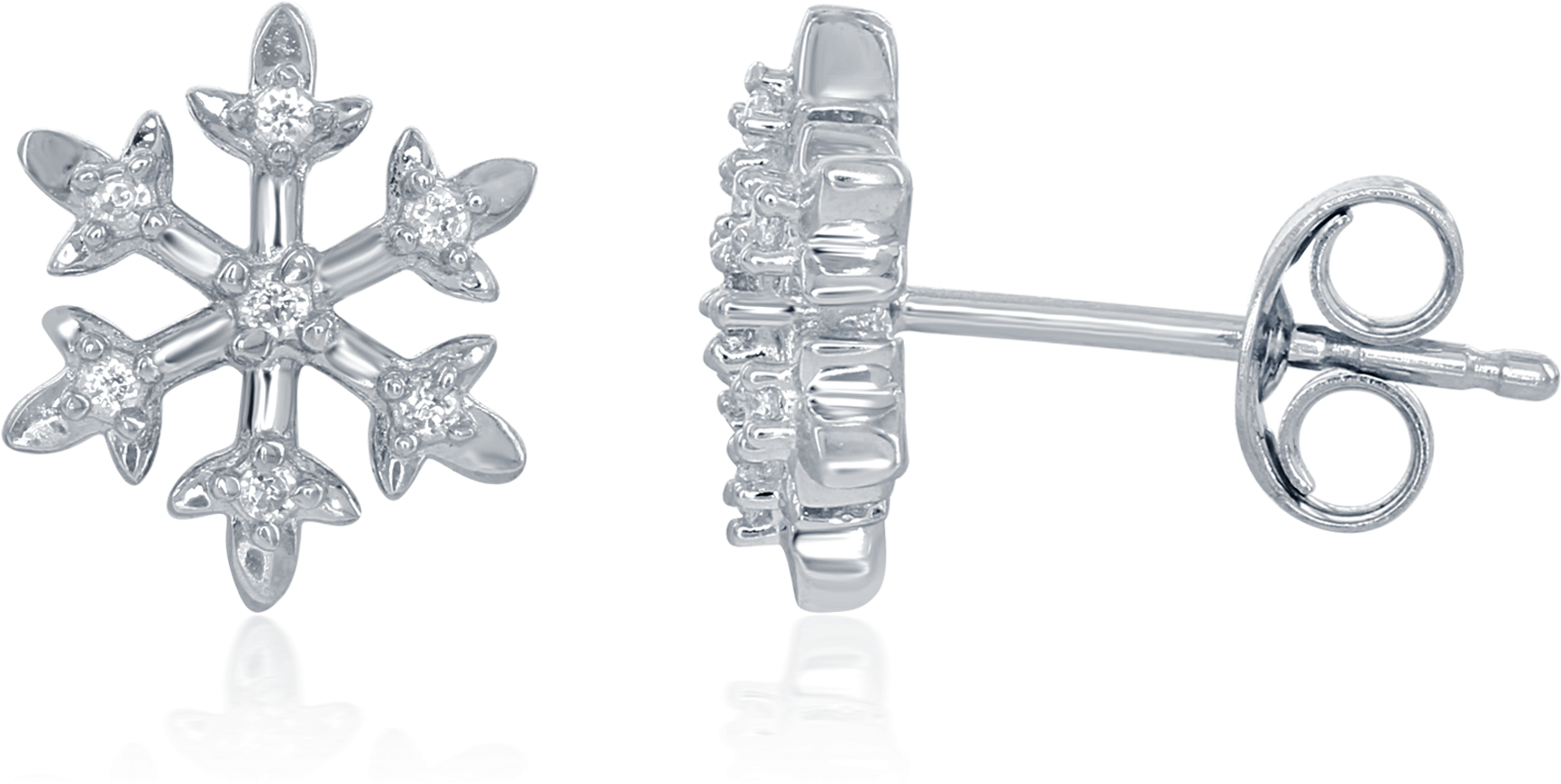 Enchanted Disney's Elsa Sterling Silver 1/15ctw Diamond - Earring Clipart (1732x871), Png Download