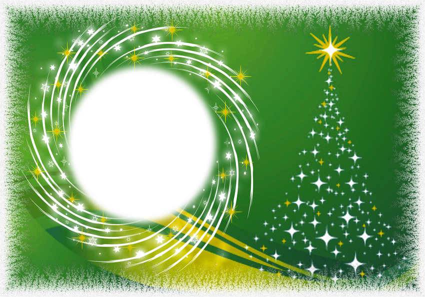 Green Christmas Png Photo Frame - Christmas Tree Background Clipart (850x594), Png Download