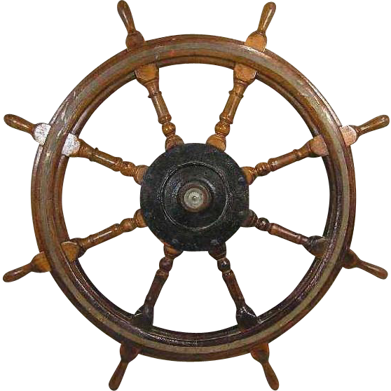 Large Antique Swedish Mahogany Ship's Wheel From Eronjohnsonantiques - Transparent Ship Steering Wheel Clipart (558x558), Png Download