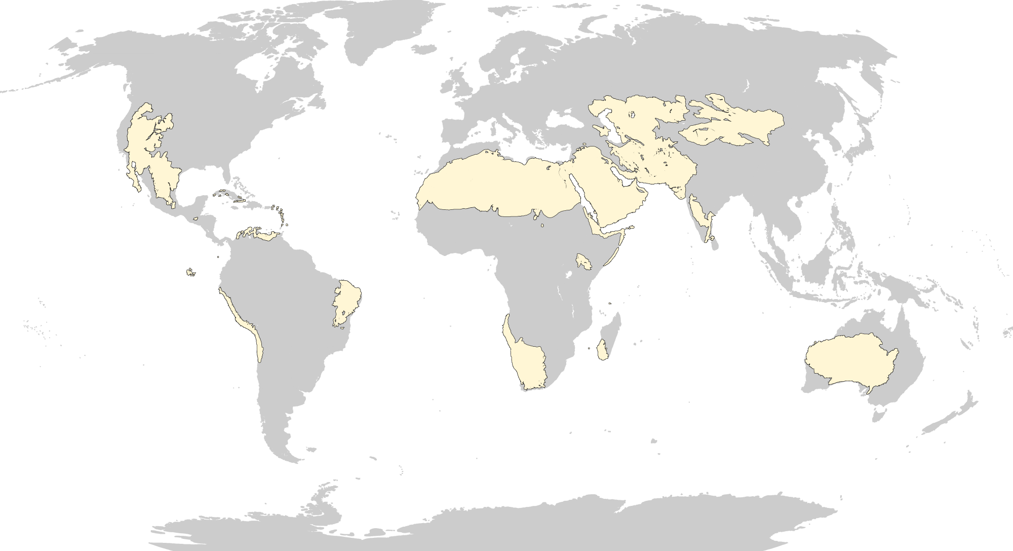 Deserts And Xeric Shrublands - India And Canada Map Clipart (2000x1087), Png Download