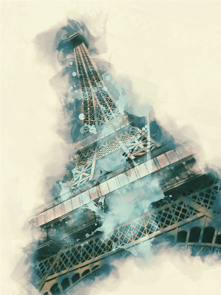 Sticker Poster Tour Eiffel Aquarelle Ambiance Sticker - Christmas Tree Clipart (1200x1200), Png Download
