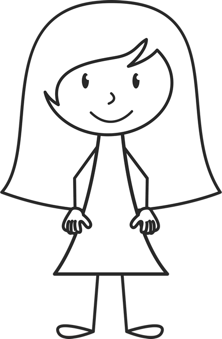 Stick Girl - Stick Figure With Long Hair Clipart (459x700), Png Download