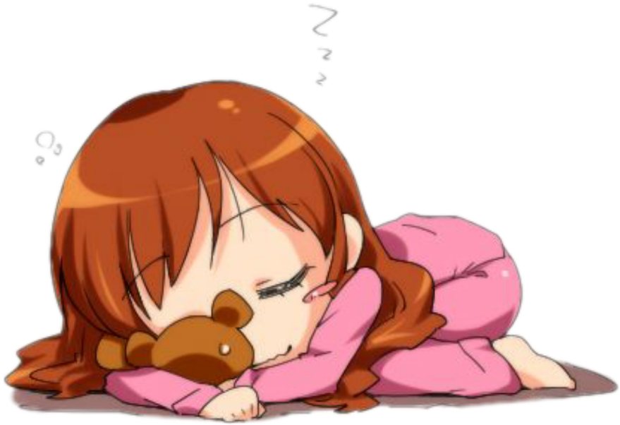 #girl #baby #teddybear - Kawaii Sleepy Anime Girl Clipart - Large Size