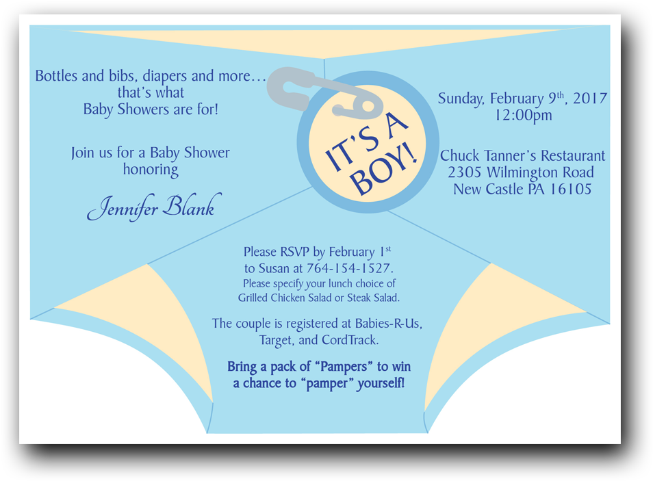 Diaper Shower Invitation Blue - Diaper Shower Invitation Clipart (1000x1000), Png Download