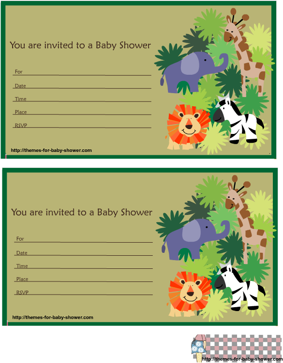 Free Printable Safari Baby Shower Invitations 167995 - Safari Invitations Baby Shower Clipart (612x792), Png Download