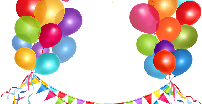 Party Favors - Transparent Birthday Cake And Balloons Clipart (1024x352), Png Download