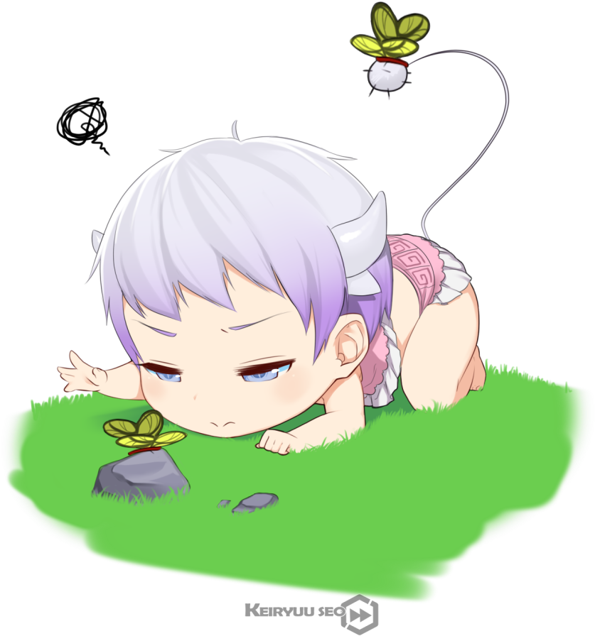 1girl All Fours Artist Name Baby Blue Eyes Butterfly - Grown Up Kanna Chan Clipart (850x1204), Png Download