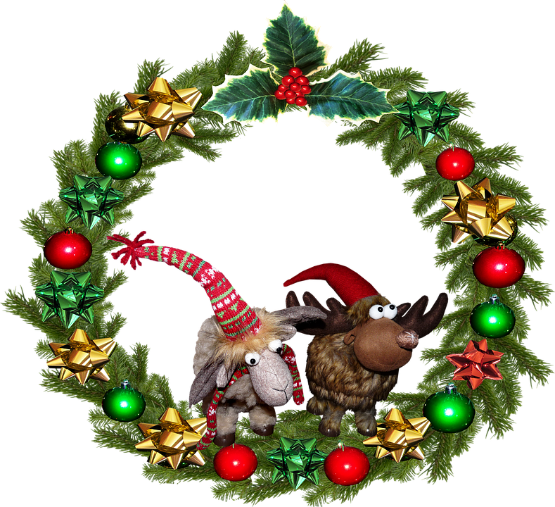 Christmas, Wreath, Reindeer, Decoration, Ornament - Christmas Day Clipart (789x720), Png Download