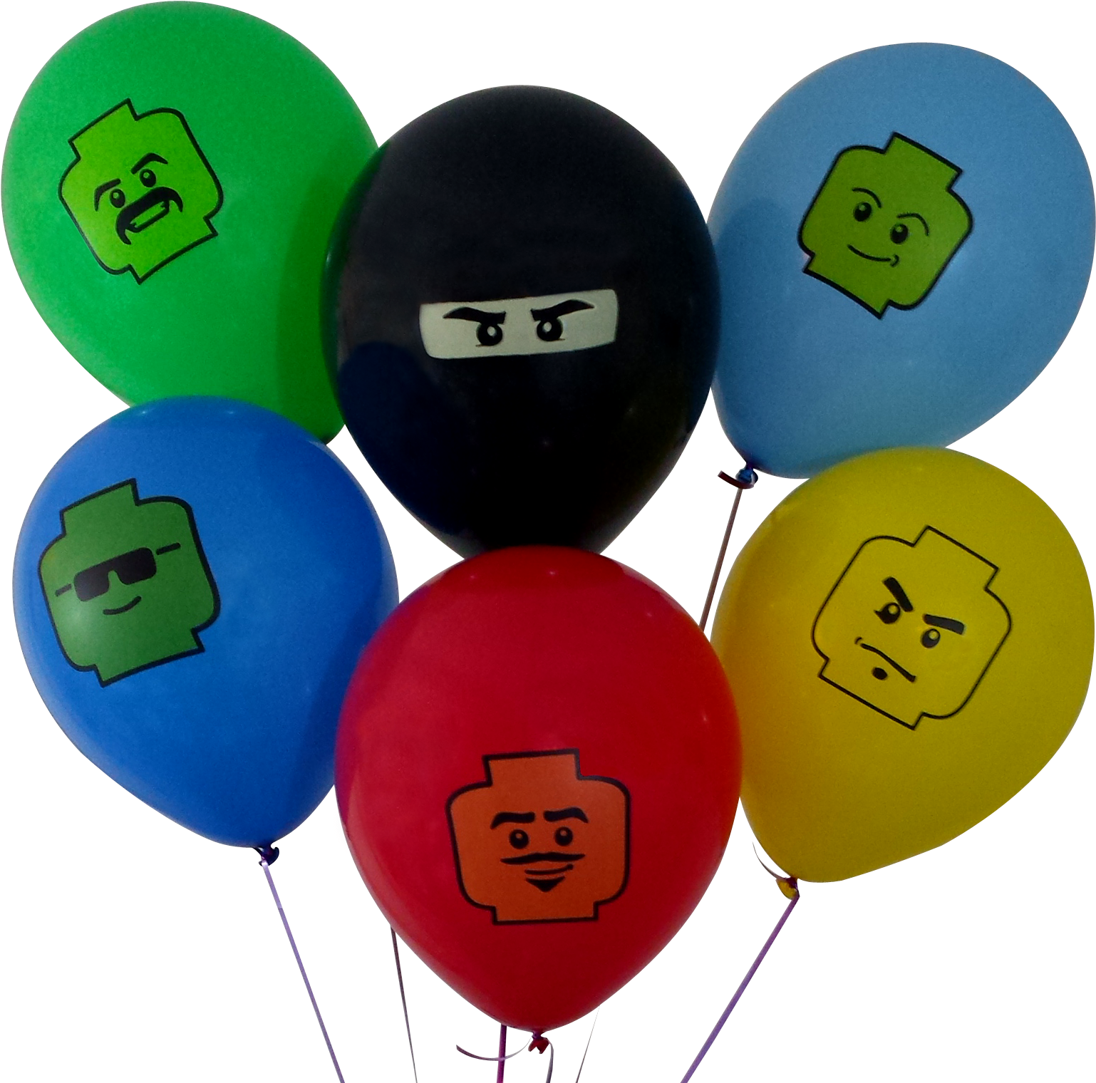 12" Party Balloons For Lego Theme Party, 6 Colors, - Birthday Balloons Lego Png Clipart (1612x1536), Png Download