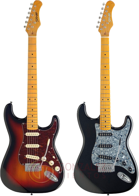 Guitarra Electrica Stratocaster Vintage Negro Stagg - Fender Stratocaster Clipart (630x855), Png Download