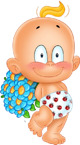 Cute Baby With Flowers Cartoon Clip Art Images Are - Baby With Flowers Cartoon - Png Download (600x600), Png Download