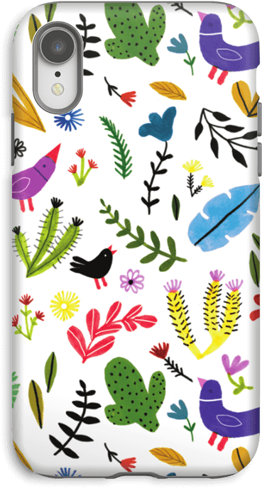 Birds With Flowers Case Iphone Xr Tough - Mobile Phone Case Clipart (502x800), Png Download
