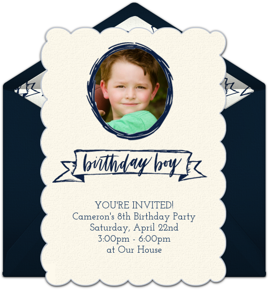 Birthday Boy Photo Online Invitation - Wedding Invitation Clipart (650x650), Png Download