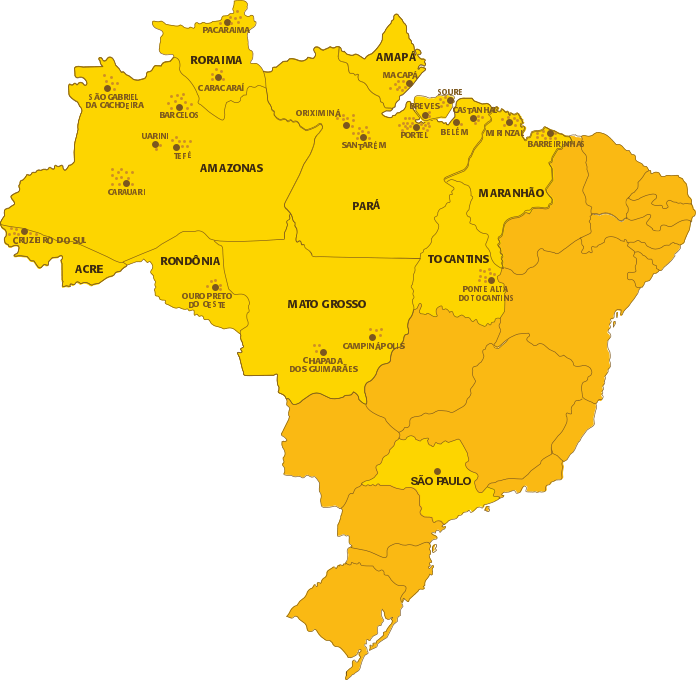 Mapa Do Brasil Com As Bibliotecas Da Vaga Lume Destacadas, - Brazil Clipart (696x680), Png Download