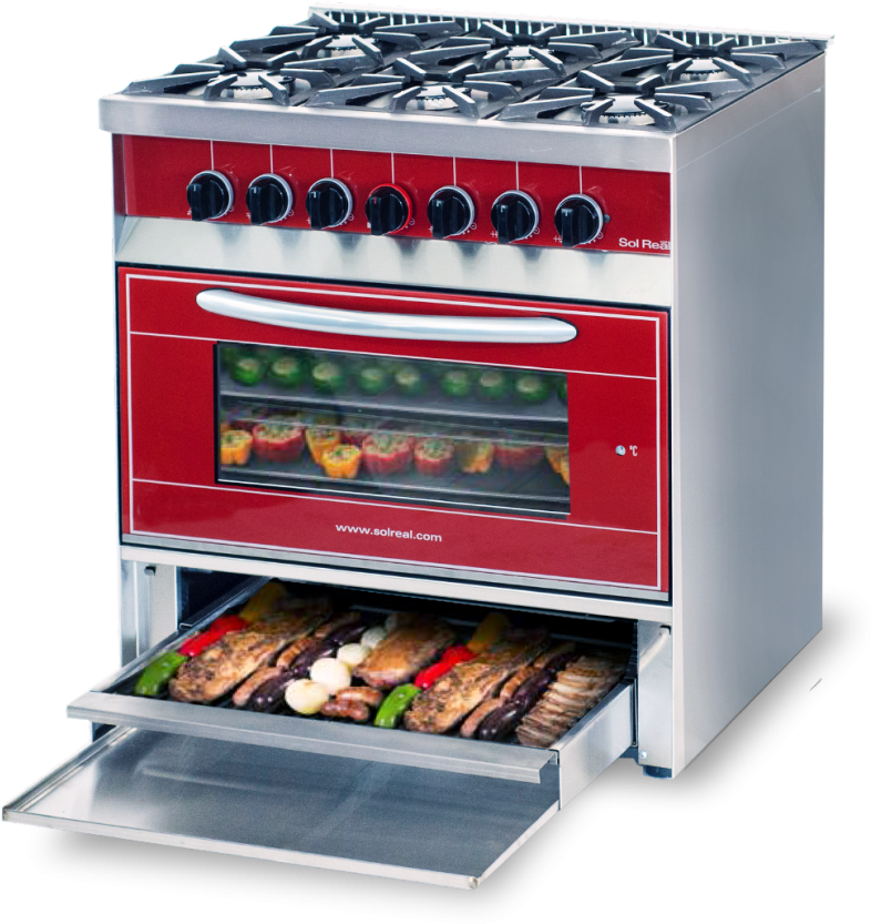 Cocina Mini Color 6 Hornallas Con Parrilla Sin Humo - Cocina Sol Real Con Parrilla Clipart (810x900), Png Download
