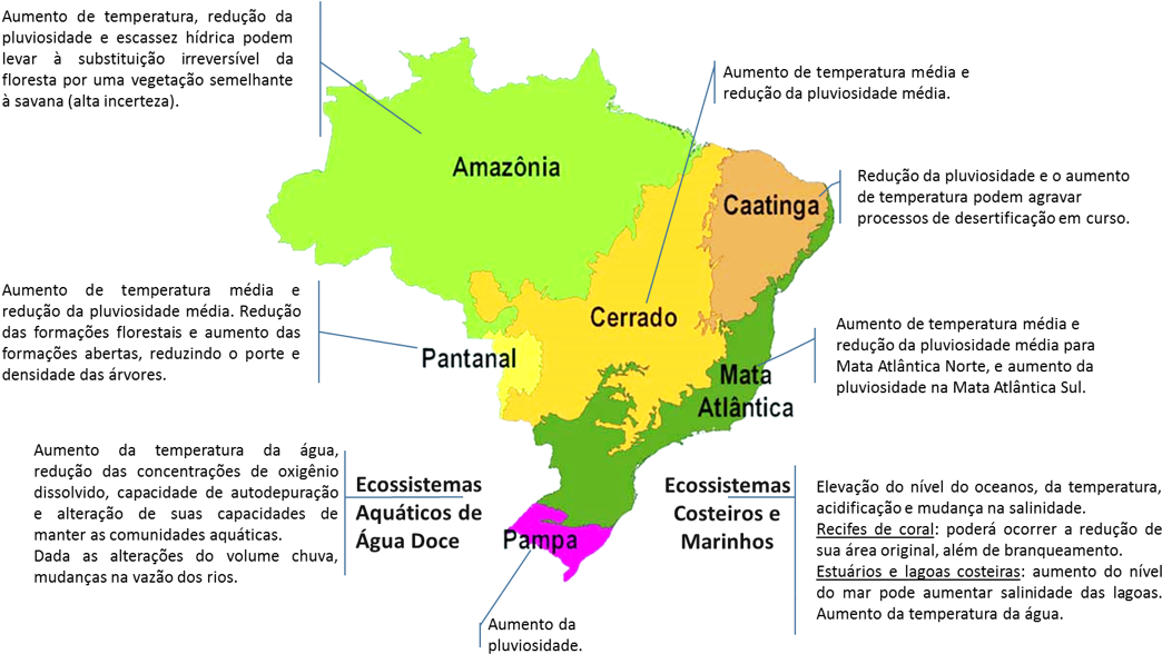 Adaptado De Brasil E Ipcc Ar5 América Do Sul (2014) - Mapa Dos Biomas Brasileiros Clipart (1062x604), Png Download