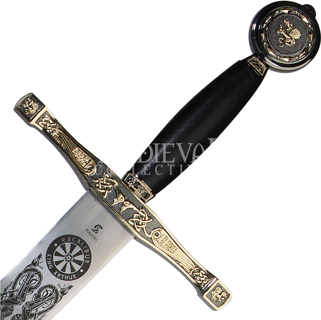 Black-gold Excalibur Sword - Decorative Sword Hilts Clipart (1106x1106), Png Download