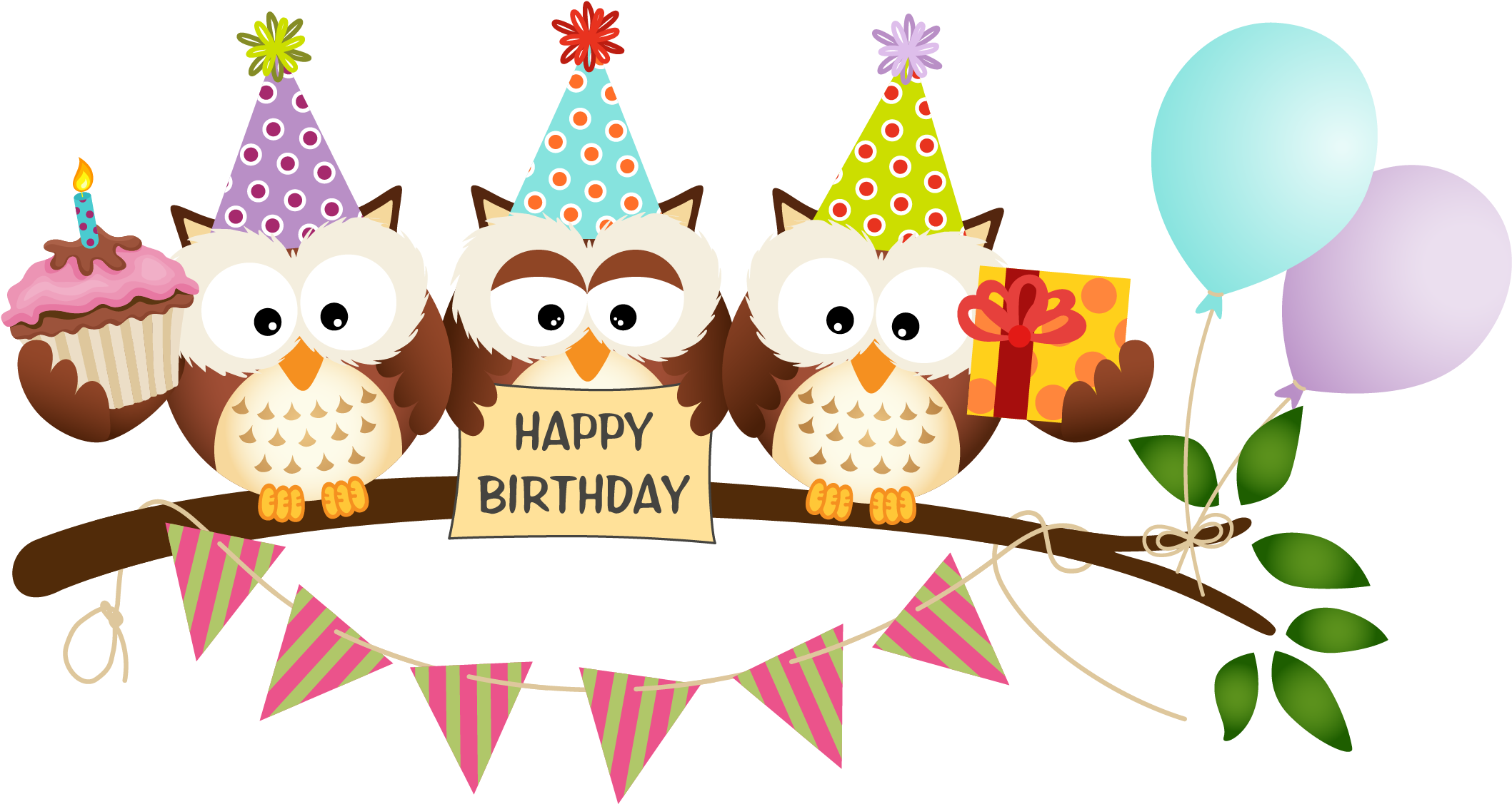 Vector Free Library Cartoon Owl Material - Поздравление С Днем Рождения Сова Clipart (2117x1127), Png Download