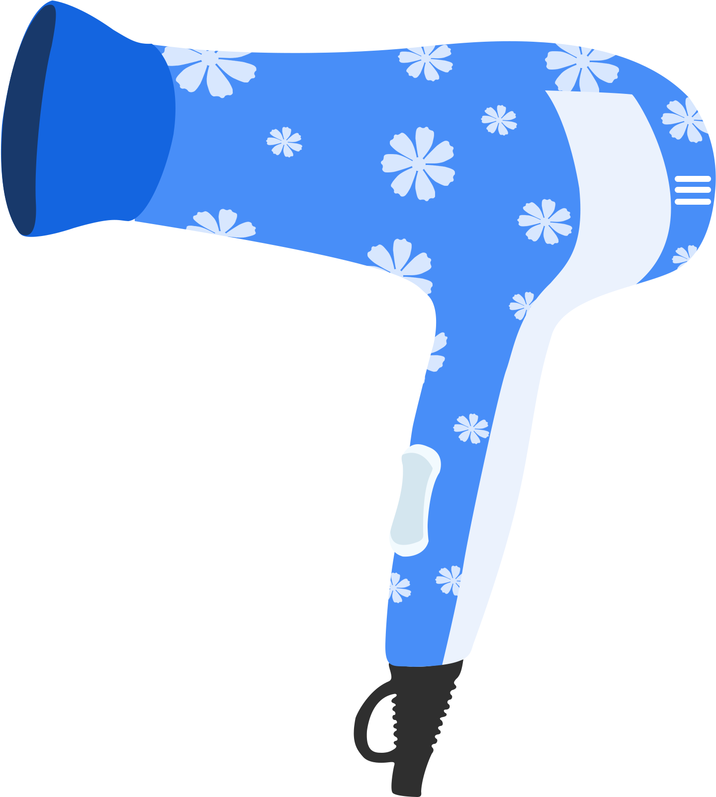 Flat Hair Dryer Blue White Print Elements Png And Psd - Hair Dryer Clipart (2000x2000), Png Download
