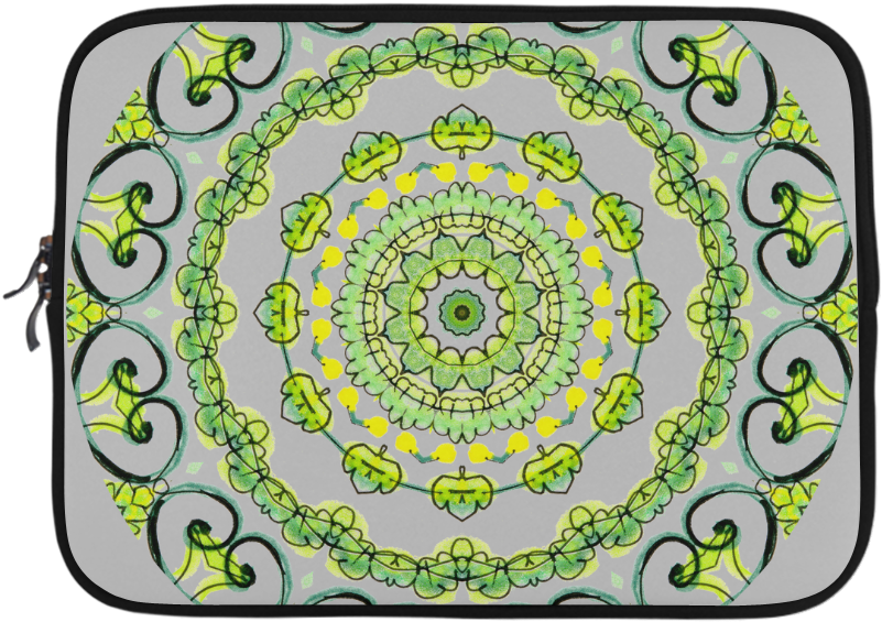 Green Lace Flowers, Leaves Mandala Design Gray Microsoft - Circle Clipart (1000x1000), Png Download