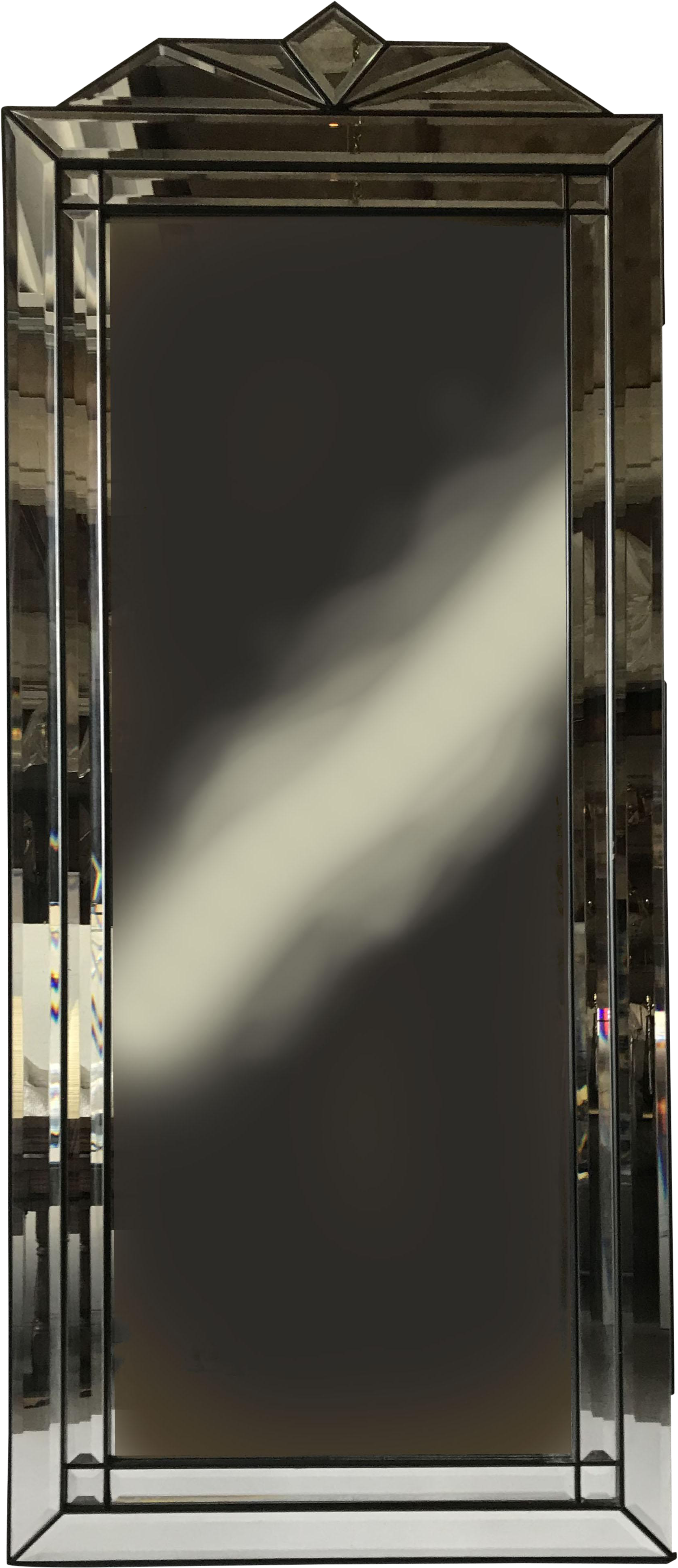 1950s French Art Deco Black Wood Frame Wall Mirror - Architecture Clipart (1849x4045), Png Download
