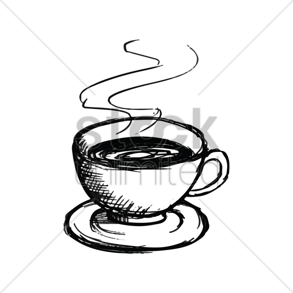 Cup Clipart Sketches - Coffee Mug With Smoke Drawing - Png Download (600x600), Png Download