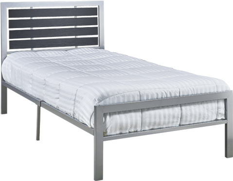 Metal And Wood Bed Grey Dark Brown Twin Size - Bed Frame Clipart (519x804), Png Download