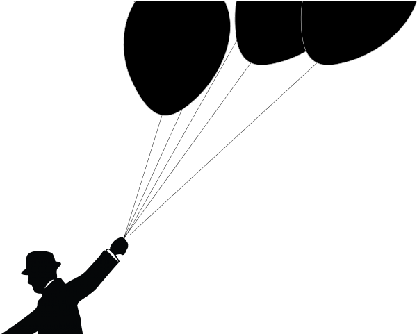 Balloon Clipart Silhouette - Man Holding A Balloon Silhouette - Png Download (640x480), Png Download