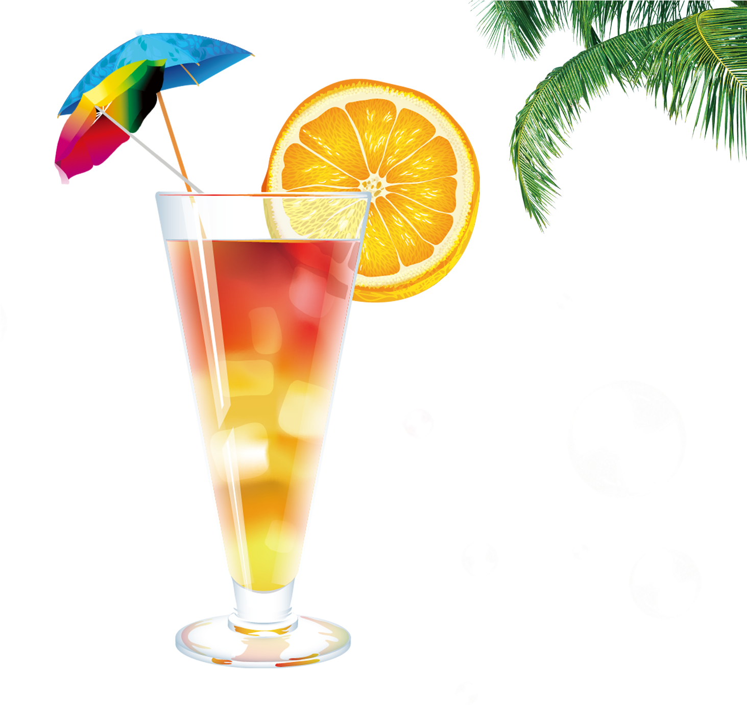 Cocktail Vector Umbrella Drink - Beach Cocktail Glass Png Clipart (1462x1404), Png Download