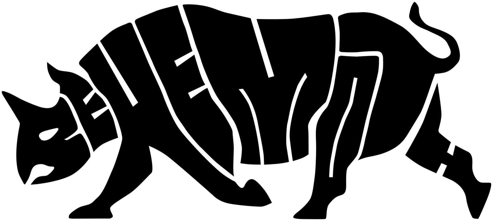 Cattle Logo Silhouette Rhinoceros Horse - Rhino Silhouette Clip Art - Png Download (1671x750), Png Download