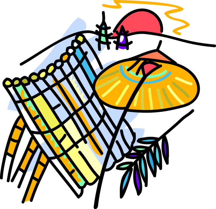 Vector Illustration Of Japanese Tatami Mats, Umbrella Clipart (723x700), Png Download
