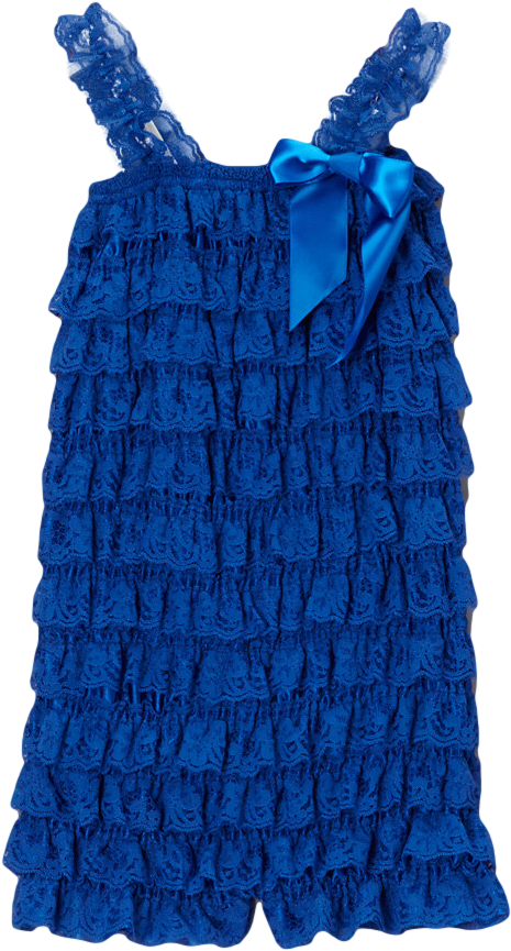 Royal Blue Lace Ruffle Romper - Ruffle Clipart (465x865), Png Download