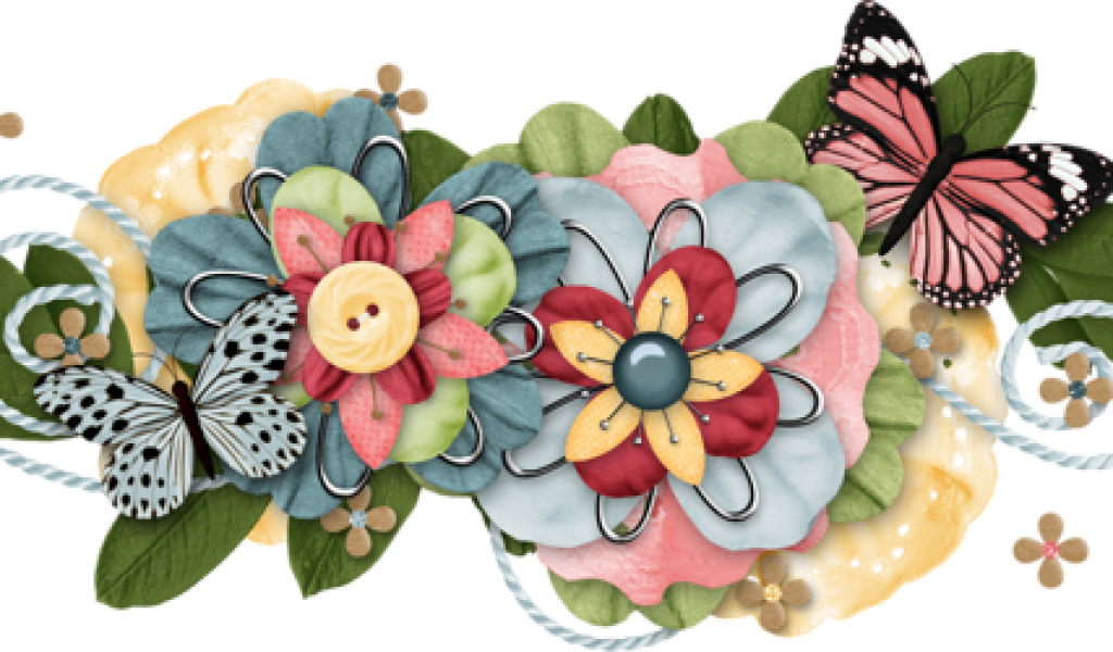 Download By Size - Butterfly Flower Scrapbook Clipart (1024x600), Png Download