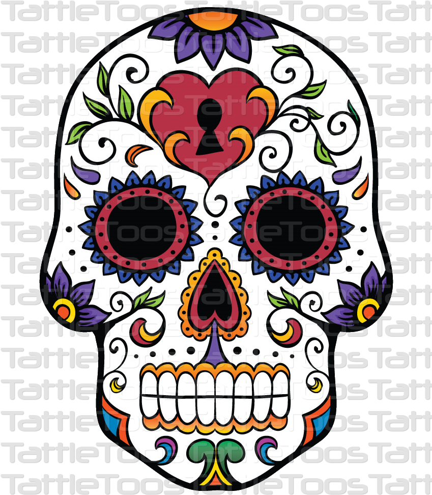 Sugskull 6 Santa Muerte, Chicano, Skull Print, Sugar - Day Of The Dead Free Clipart (848x1000), Png Download