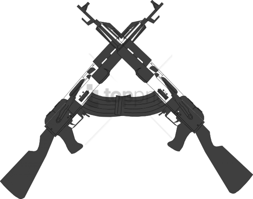 Free Png Guns Crossed Png Image With Transparent Background - Guns Black And White Clipart (850x669), Png Download