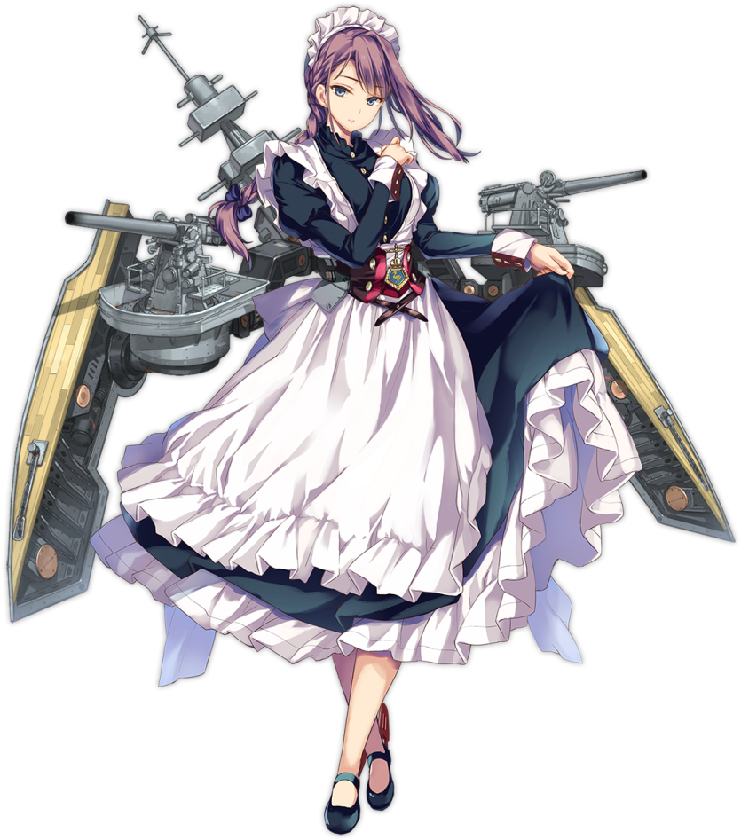 1girl Apron Azur Lane Bangs Black Footwear Blue Eyes - Hms Curlew Azur Lane Clipart (850x963), Png Download