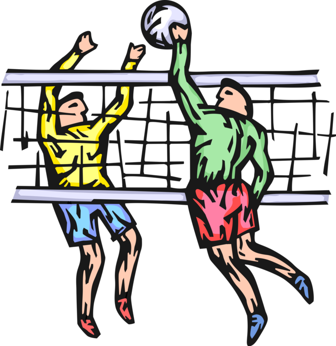 Vector Illustration Of Sport Of Beach Volleyball Players Clipart (678x700), Png Download