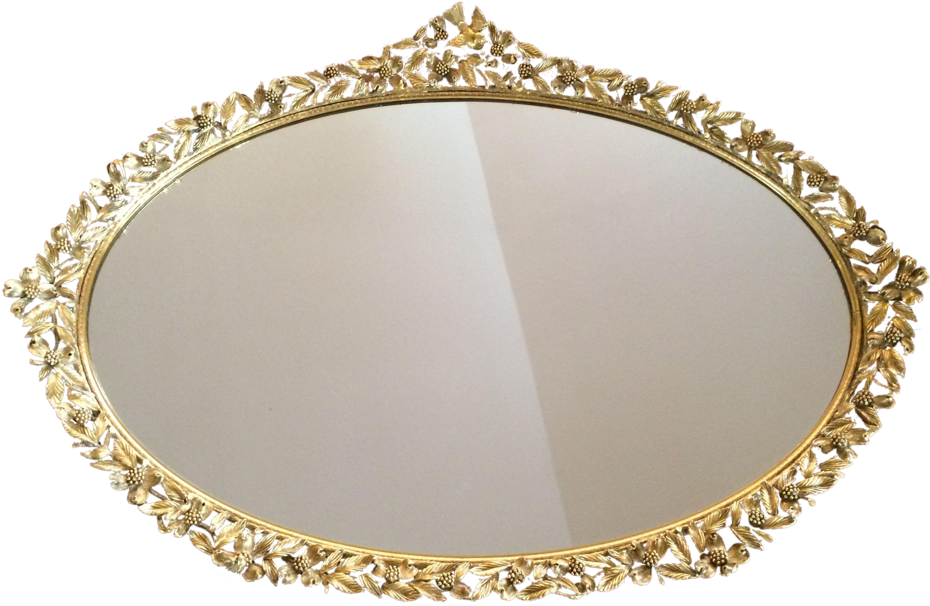 1950s Bird & Dogwood Vanity Mirror - Circle Clipart (2963x1932), Png Download