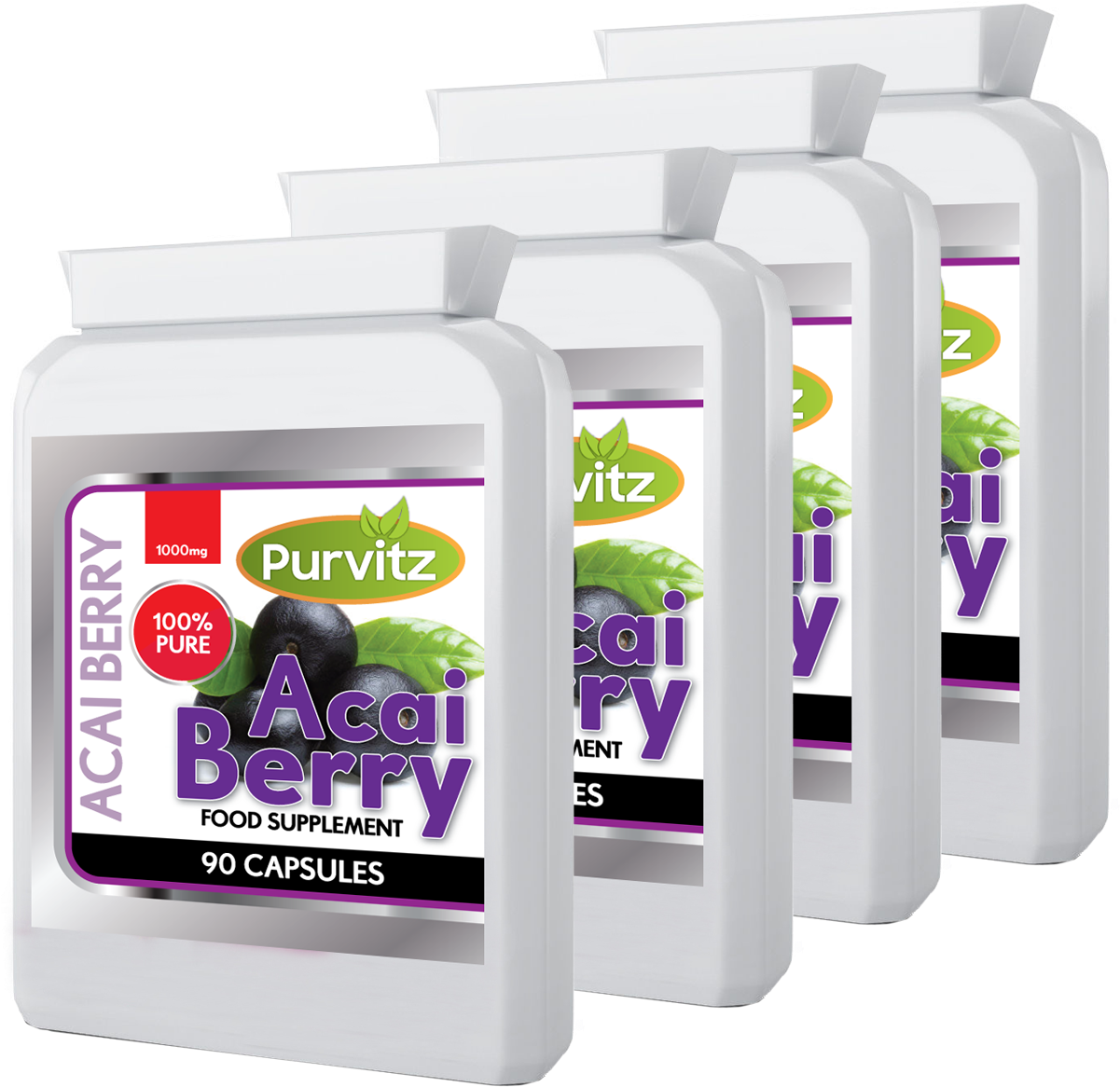 Acai Berry 1000mg Pure Detox 360 Capsules Dietary Aid - Detoxification Clipart (1200x1200), Png Download