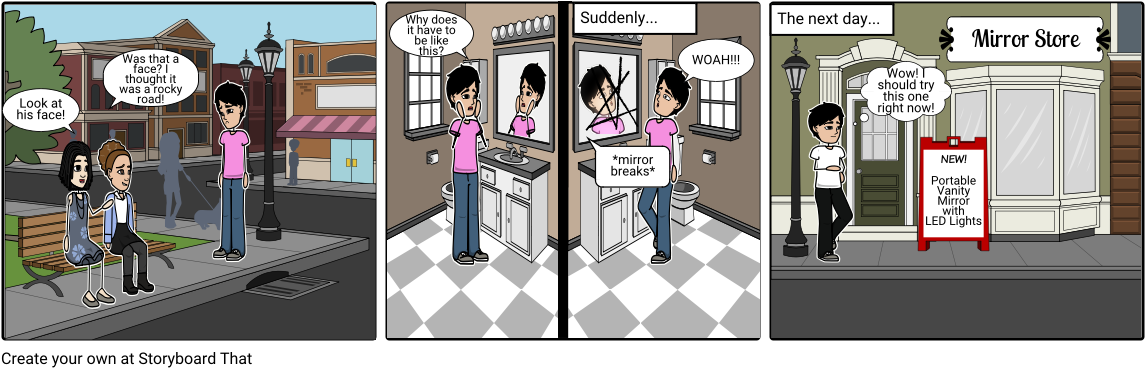 Vanity Mirror - Cartoon Clipart (1164x385), Png Download