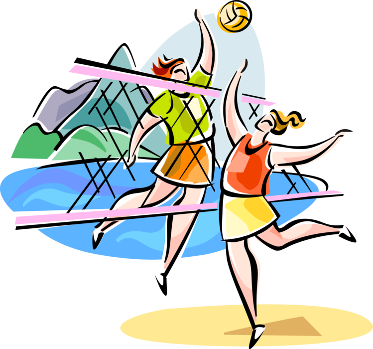 Vector Illustration Of Brazilian Beach Volleyball Sport - Volleyball Beach Clipart - Png Download (749x700), Png Download