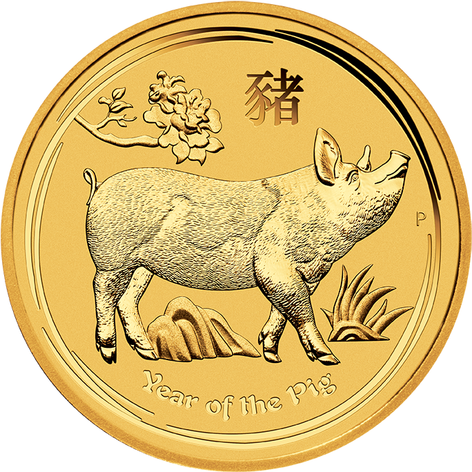 Perth Mint 1/10oz Gold 2019 Year Of The Pig Lunar Coin - Year Of The Dog In 2018 Clipart (696x696), Png Download
