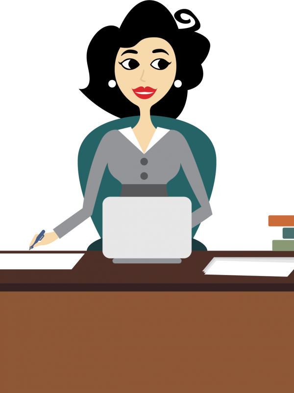 Virtual Assistant At Desk - Dibujos De Asistente Administrativo Clipart (600x800), Png Download