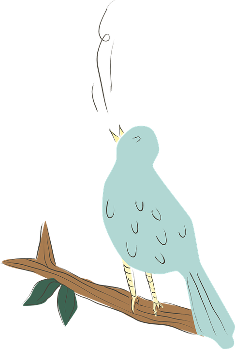 Bird, Blue, Singing, Nature, Design, Animal, Cute - Singing Bird Transparent Png Clipart (486x720), Png Download