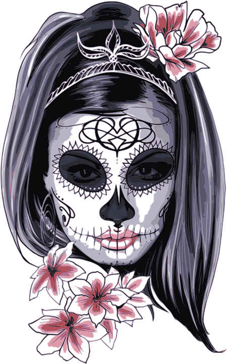 Mask Carnival Horror Costume Woman Girl Bones - Catrina Skull Clipart (462x720), Png Download